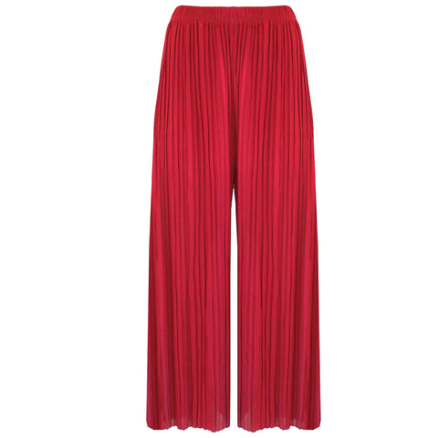 (18411) Pleated 3/4 Wide Leg Trousers