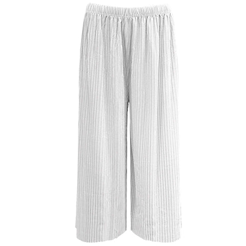 (18435) Ribbed 3/4 Wide Leg Trousers