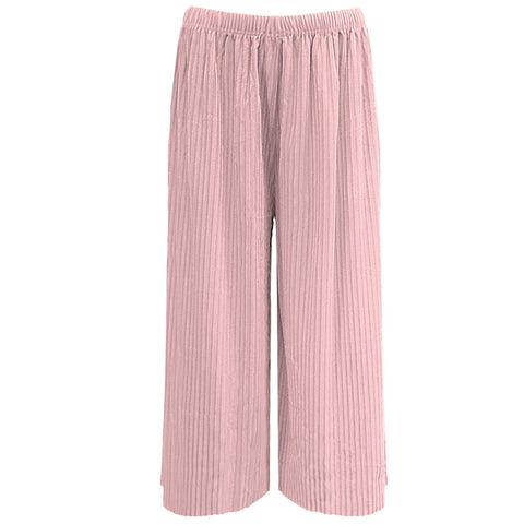 (18435) Ribbed 3/4 Wide Leg Trousers