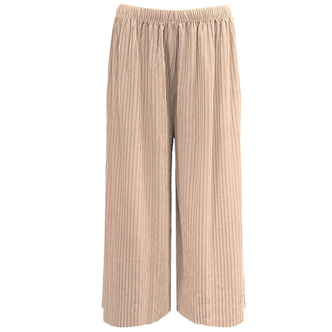(18435) Ribbed 3/4 Wide Leg Trousers