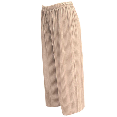 (18435) Ribbed 3/4 Wide Leg Trousers