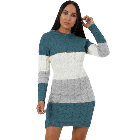 Block Stripe Pocket Jumper Dress