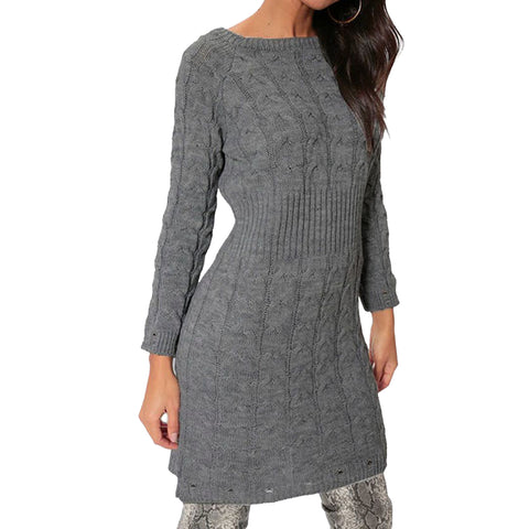 Ribbed Waist Jumper Dress