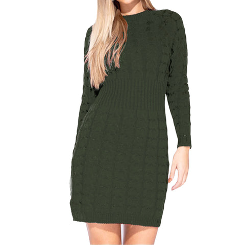Ribbed Waist Jumper Dress
