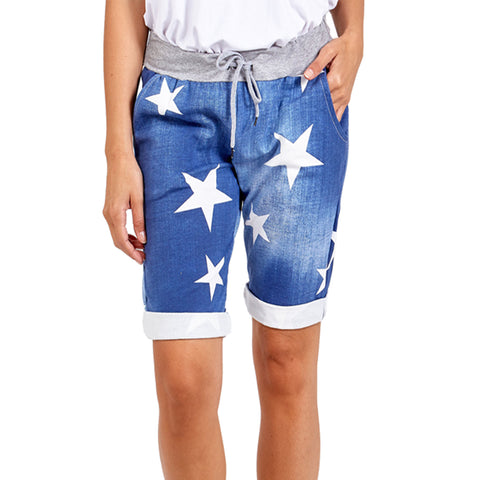 Star Print Cotton Shorts