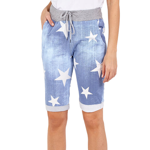 Star Print Cotton Shorts