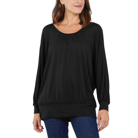 Plus Size Cross Back Long Sleeve Top