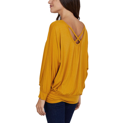 Plus Size Cross Back Long Sleeve Top