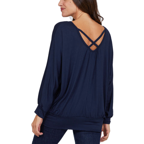 Plus Size Cross Back Long Sleeve Top