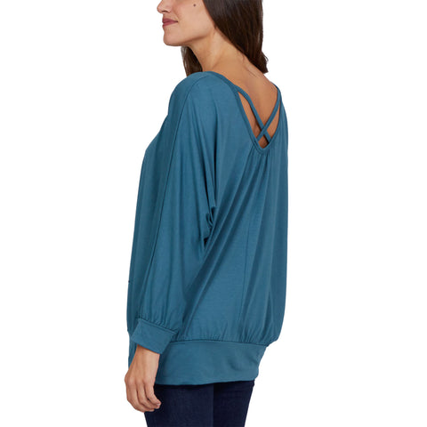 Plus Size Cross Back Long Sleeve Top