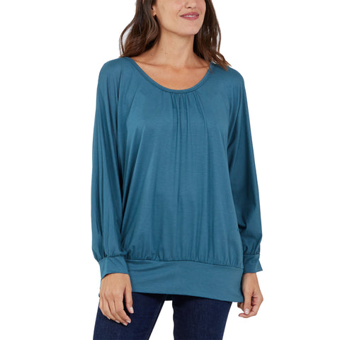 Plus Size Cross Back Long Sleeve Top