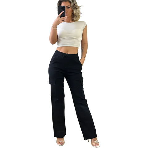 (1045) Flared Jean Cargo Trousers