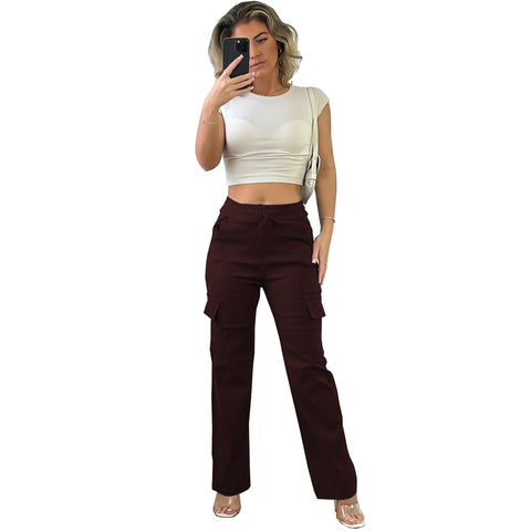 (1045) Flared Jean Cargo Trousers