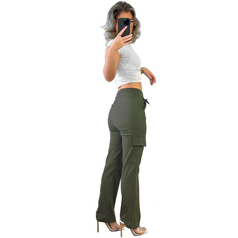 (1045) Flared Jean Cargo Trousers