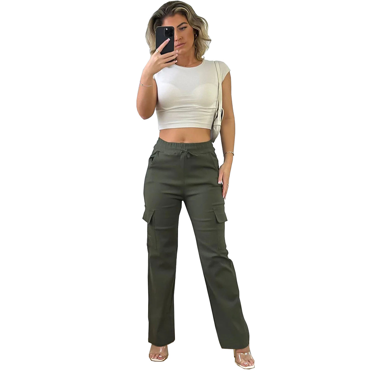 (1045) Flared Jean Cargo Trousers