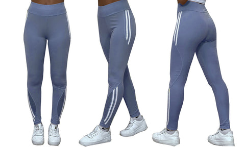 NEW LADIES MESH STRIPE DETAIL WITH POCKET HIGH WAIST GYM YOGA WORKOUT LEGGINGS