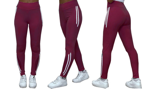 NEW LADIES MESH STRIPE DETAIL WITH POCKET HIGH WAIST GYM YOGA WORKOUT LEGGINGS
