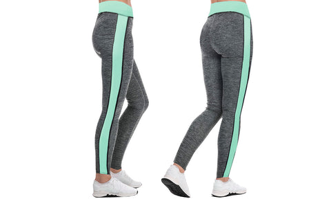 WOMEN GREY COLOURED PANELS LEGGINGS SPORT FITNESS WORKOUT YOGA STRETCH GYM PANTS