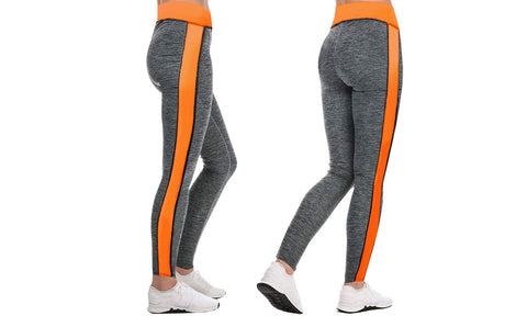 WOMEN GREY COLOURED PANELS LEGGINGS SPORT FITNESS WORKOUT YOGA STRETCH GYM PANTS