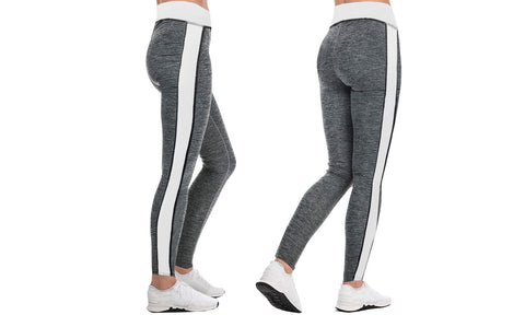 WOMEN GREY COLOURED PANELS LEGGINGS SPORT FITNESS WORKOUT YOGA STRETCH GYM PANTS