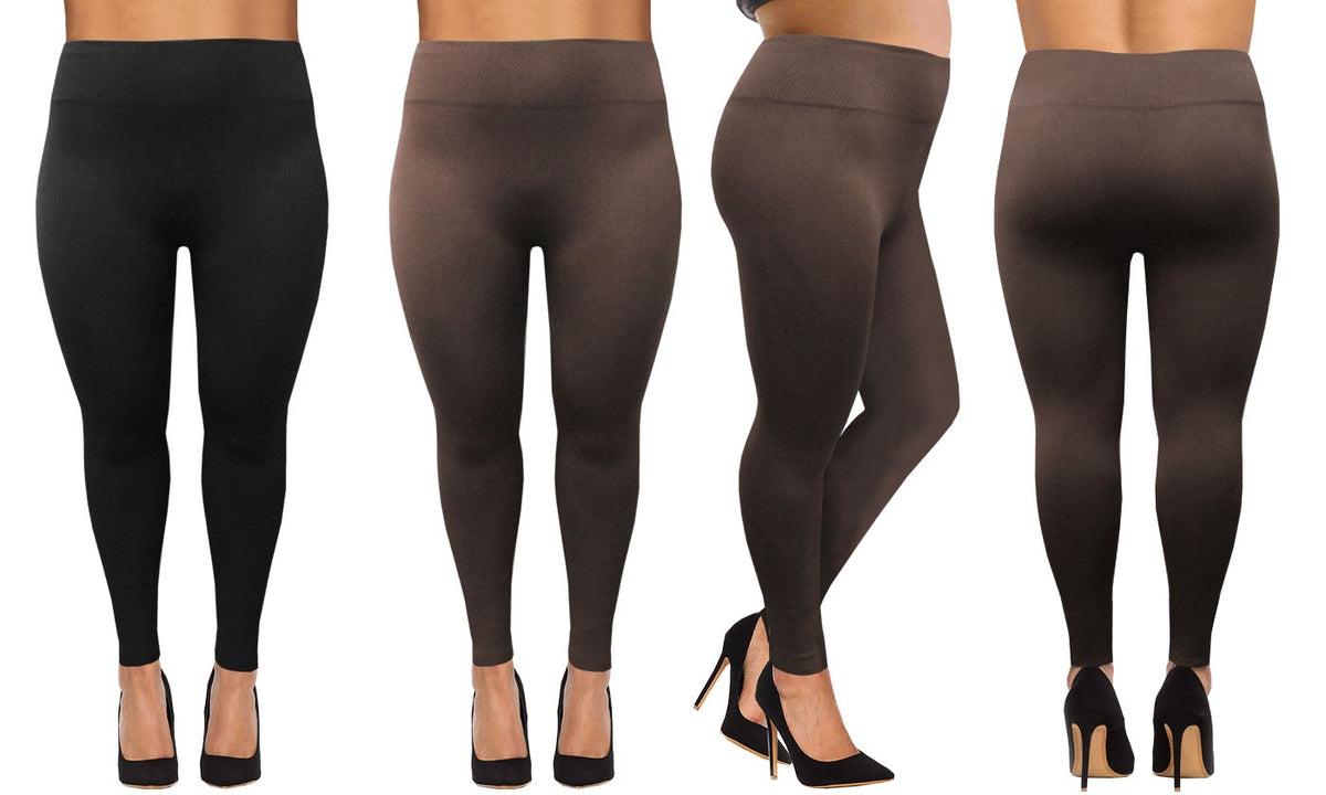 Two Pack Plus Size Themal Fleece Lined Slimming Leggings