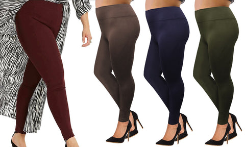 Two Pack Plus Size Themal Fleece Lined Slimming Leggings