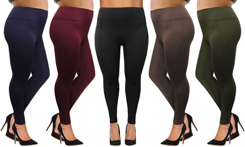 Two Pack Plus Size Themal Fleece Lined Slimming Leggings