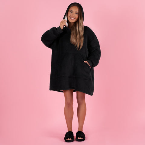 Hooded Oversized Blanket Teddy Borg Fleece Fur Cape Warm Slanket Poncho One Size