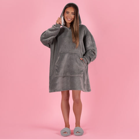 Hooded Oversized Blanket Teddy Borg Fleece Fur Cape Warm Slanket Poncho One Size