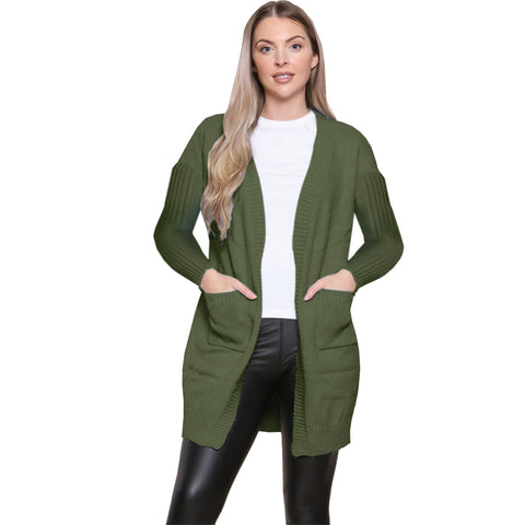 Ribbed Sleeve Cardigan