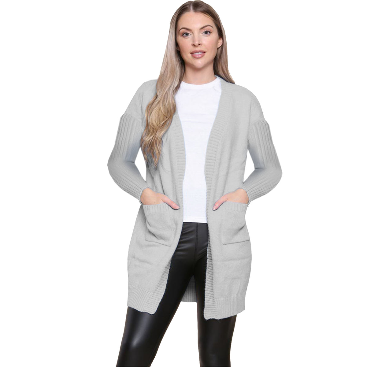 Ribbed Sleeve Cardigan
