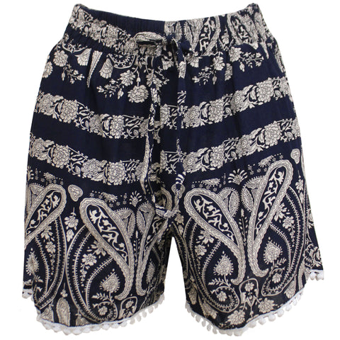 Pom-Pom Printed Cotton Shorts