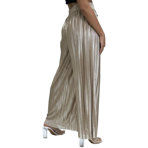 Emma Satin Pleated Palazzo Trousers