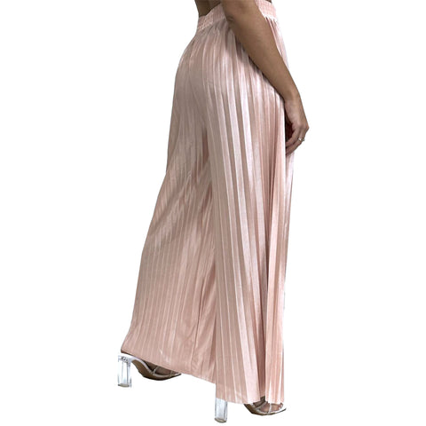 Emma Satin Pleated Palazzo Trousers