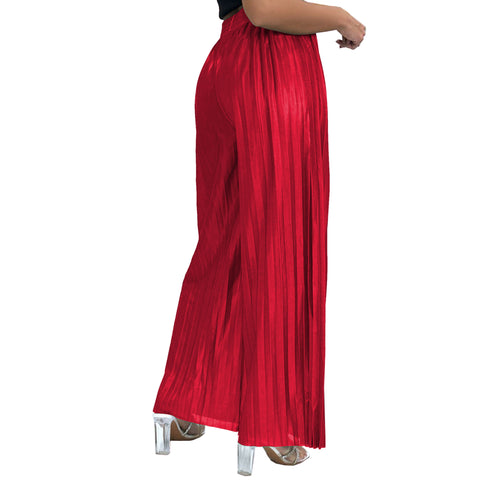 Emma Satin Pleated Palazzo Trousers
