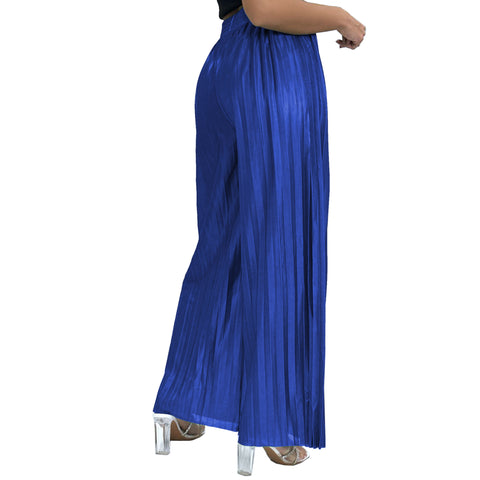 Emma Satin Pleated Palazzo Trousers