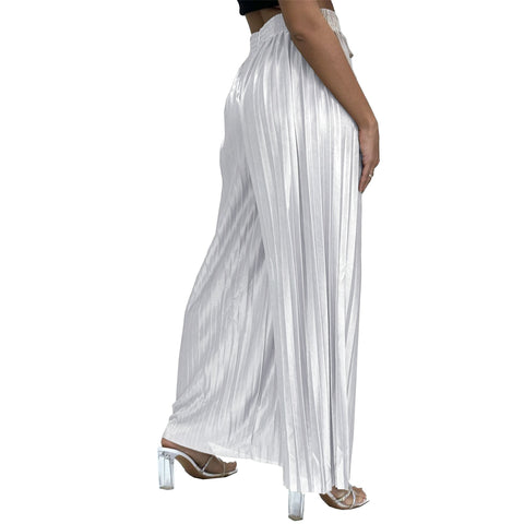 Emma Satin Pleated Palazzo Trousers