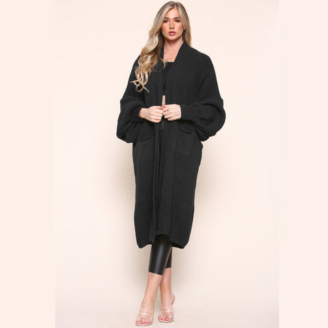 Balloon Sleeve Long Cardigan