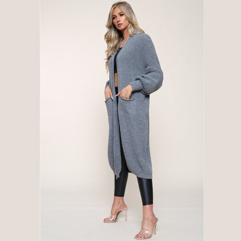 Balloon Sleeve Long Cardigan