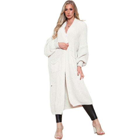 Balloon Sleeve Long Cardigan