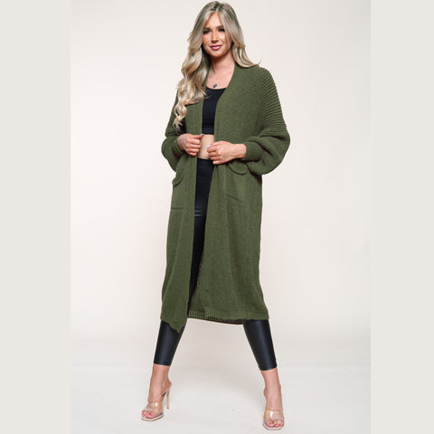 Balloon Sleeve Long Cardigan