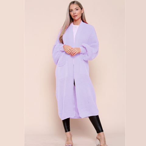 Balloon Sleeve Long Cardigan