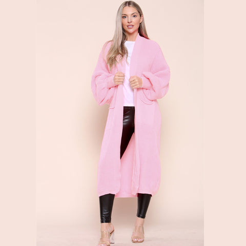 Balloon Sleeve Long Cardigan