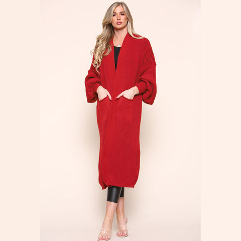 Balloon Sleeve Long Cardigan