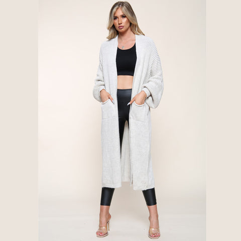 Balloon Sleeve Long Cardigan
