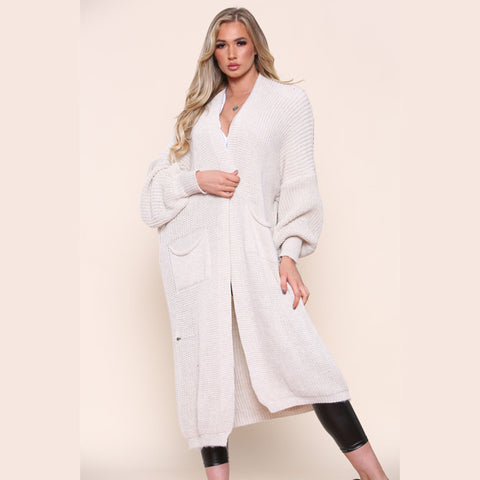 Balloon Sleeve Long Cardigan