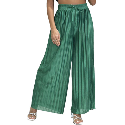 Emma Satin Pleated Palazzo Trousers
