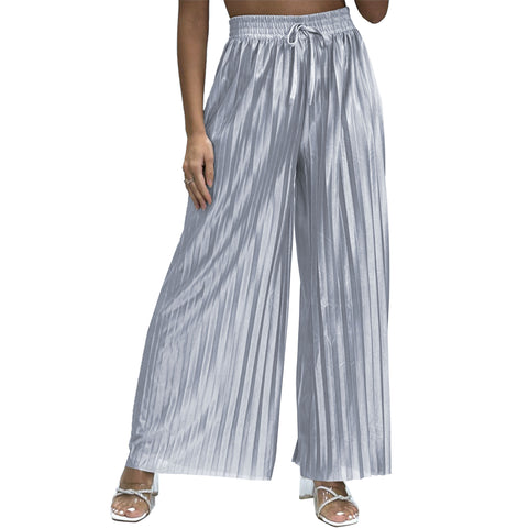 Emma Satin Pleated Palazzo Trousers