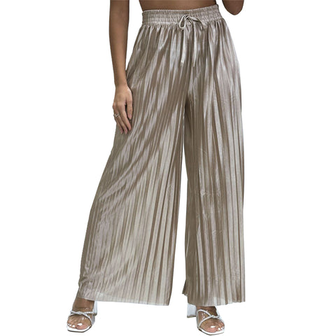 Emma Satin Pleated Palazzo Trousers