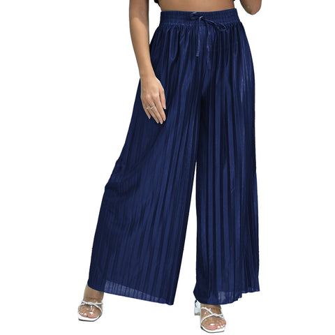 Emma Satin Pleated Palazzo Trousers